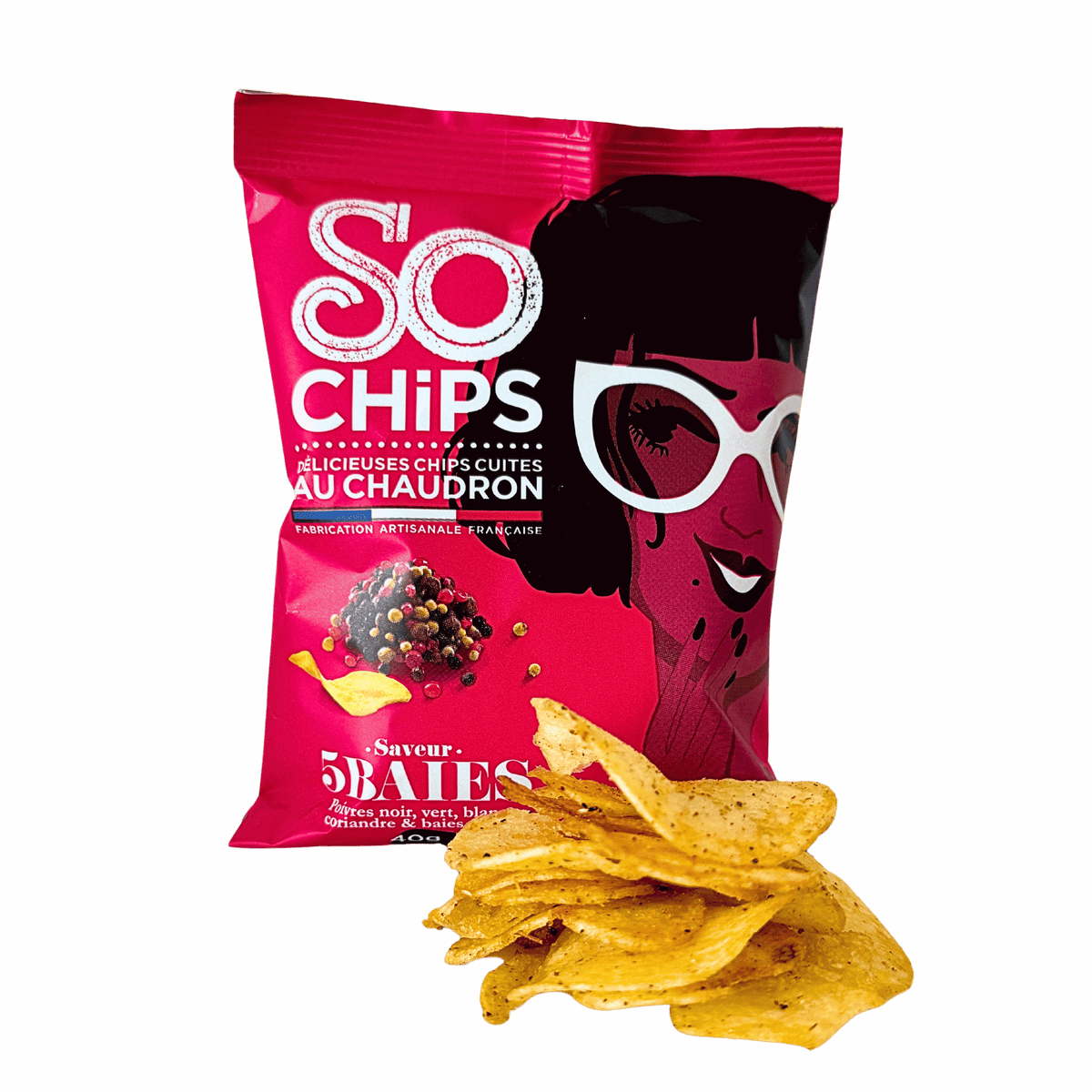 Chips Pfeffer und Beeren | 40g | SO CHIPS | Frankreich