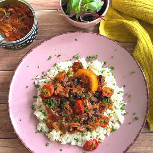 Risotto mit Meeresfrüchten "Kalmare mit Pimientos"
