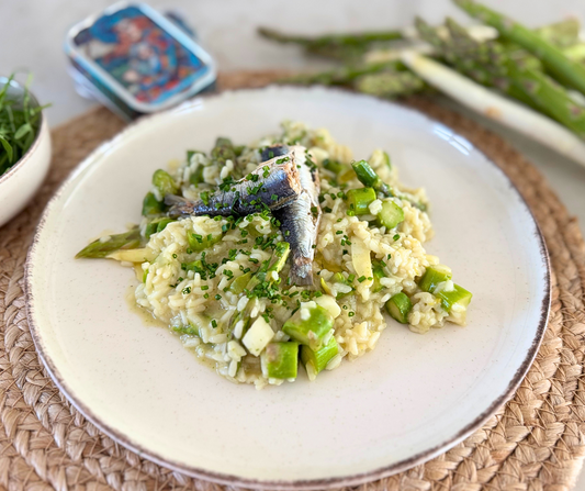 🌸 Frühlingsrisotto mit Wildem Knoblauch, Spargel & Jahrgangssardinen 🐟✨