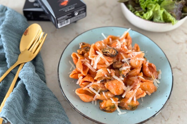 Video laden: Spicy Vodka Mussel Pasta